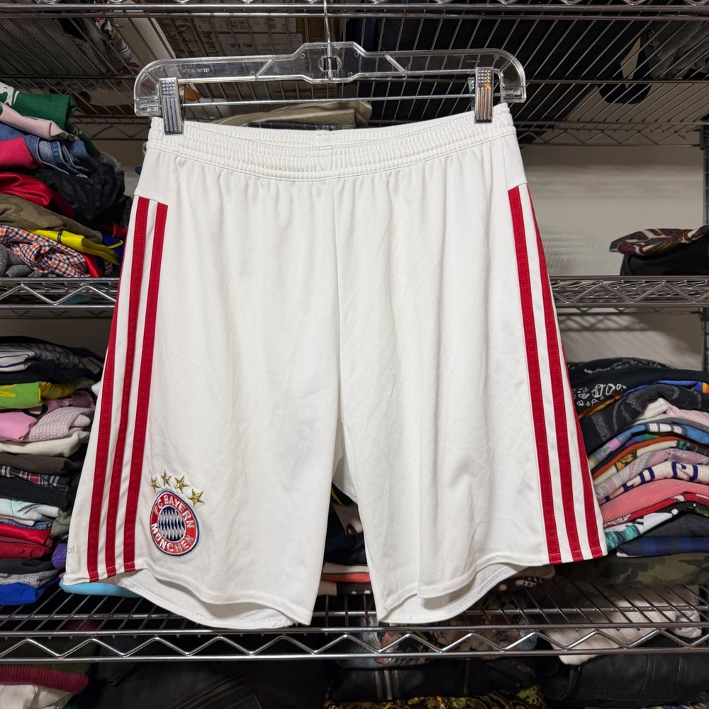 Adidas Shorts Mens S White FC Bayern Munich Soccer Climacool Striped Athletic
